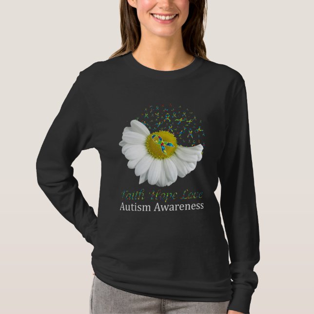 T-shirt Daisy Faith Hope Love Autism Awareness (Devant)