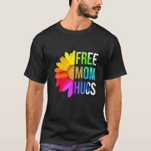 T-shirt Daisy Flower Mom Hugs Messy Bun LGBT Flag Pride
