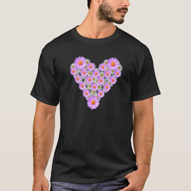 T-shirt Daisy Heart Daisy Flower rose floral motif (Devant)