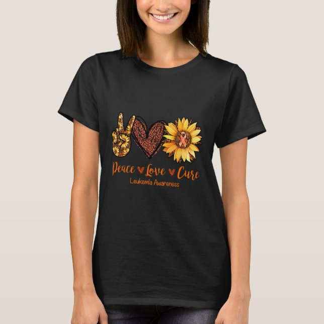 T-shirt Daisy Peace Love Cure Leukemia (Devant)