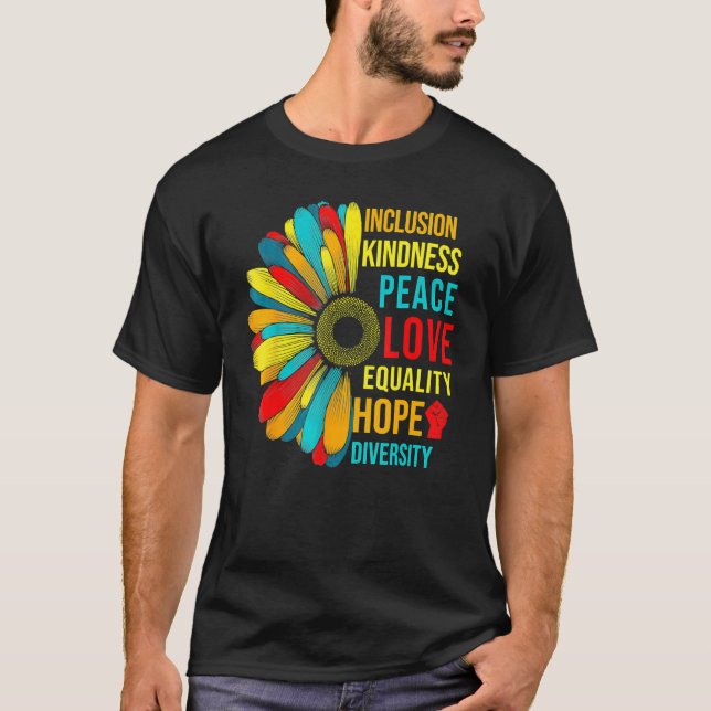T-shirt Daisy Peace Love Égalité Diversité Droits humains  (Devant)