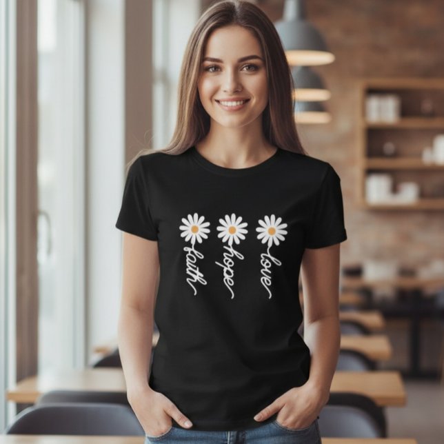 T-shirt Daisy Shirt, Wildflower Shirt, love, hope, faith (Créateur téléchargé)