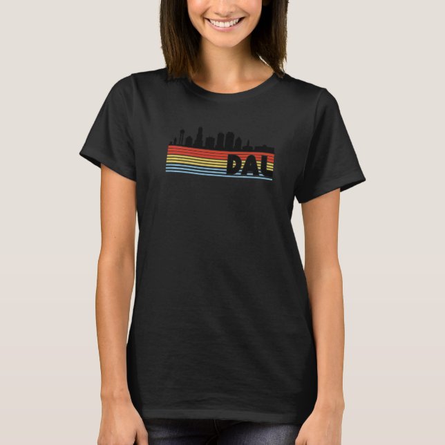 T-shirt DAL Dallas Retro Rainbow Stried City (Devant)