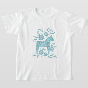 T-shirt Dala suédois Cheval Turquoise Vert Viking