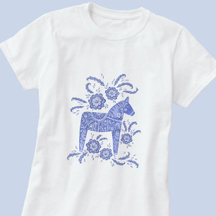 T-shirt Dala suédois Horse Indigo Blue