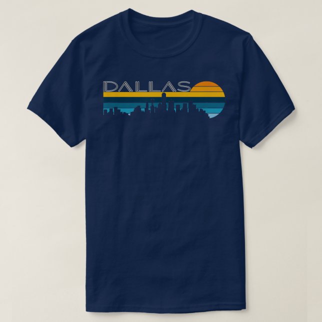 T-shirt Dallas SkylineVintage Retro Sunset Dallas Cityscap (Design devant)