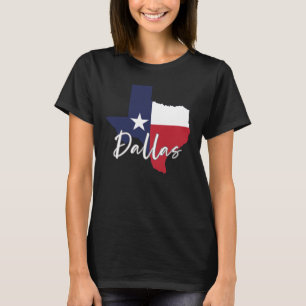 T-shirt Dallas, Texas Drapeau Carte noir femmes