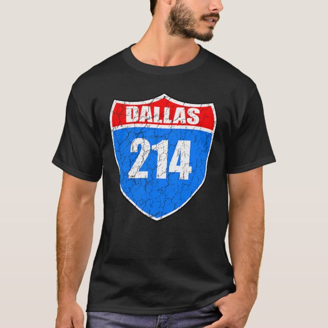 T-shirt Dallas Texas Interstate 45 Pride Représente 214 Di (Devant)