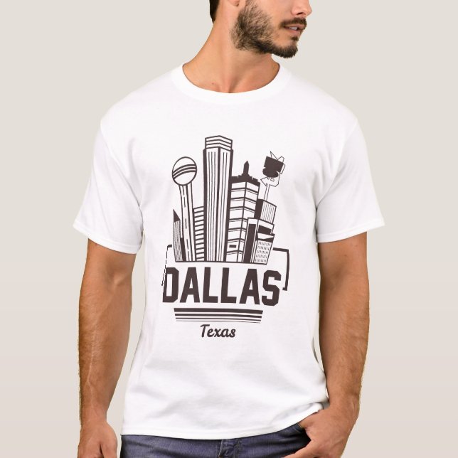 T-shirt Dallas Texas Moderne Skyline Graphisme Urbain (Devant)