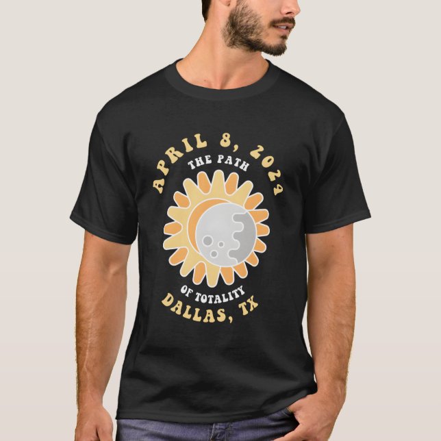 T-shirt Dallas Texas Solar Eclipse 8 avril 2024 (Devant)