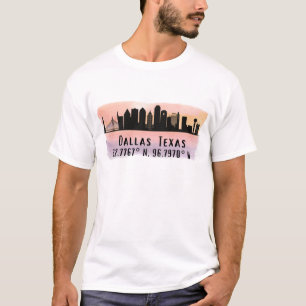 T-shirt Dallas TX Skyline Latitude et Longitude