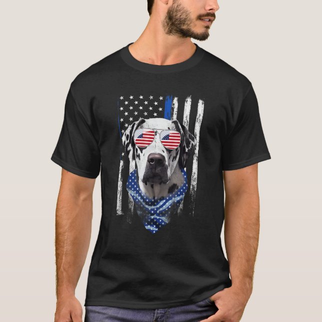 T-shirt Dalmatian American Flag Patriotic Dalmatian Dog 4t (Devant)