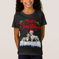 Dalmatian Dog Christmas Lights Funny Hat Santa Xma
