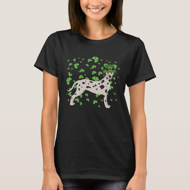 T-shirt Dalmatian Dog Leprechaun Shamrock St Patricks Day (Devant)