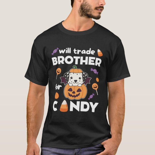 T-shirt Dalmatian Halloween Pumpkin Dogs Swap Brother For  (Devant)