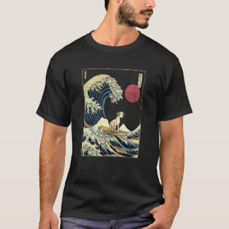 T-shirt Dalmatian Japanese Kanagawa Wave  Surf Dog