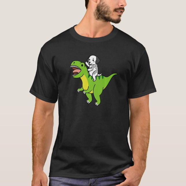 T-shirt Dalmatian Riding Rex Dinosaur Dog   (Devant)