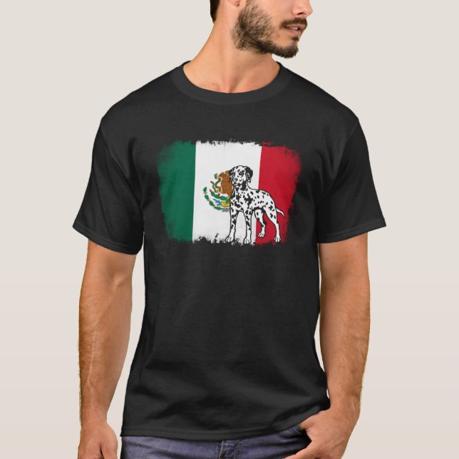 T-shirt Dalmatian vintage Mexico Mexican flag dog (Devant)