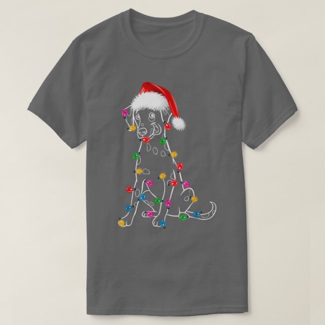 T-shirt Dalmatie de Noël avec lumières Santa Hat XMAS Amus (Design devant)