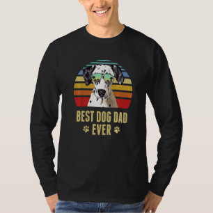 T-shirt Dalmatie meilleur chien papa jamais rétro coucher