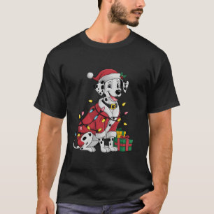 T-shirt Dalmatie Noël Éclairage Père Noël Chien dalmate Ch