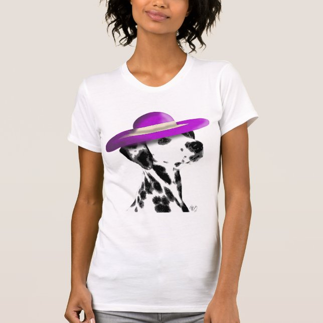 T-shirt Dalmatien Avec Casquette Violet Large Brimé (Devant)