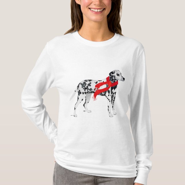 T-shirt Dalmatien avec une écharpe rouge (Devant)