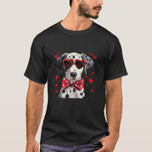 T-shirt Dalmatien Coeurs de Chien Lunettes de soleil Bow r
