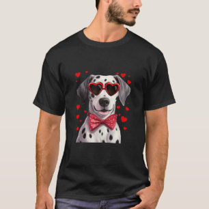 T-shirt Dalmatien Coeurs de Chien Lunettes de soleil Bow r