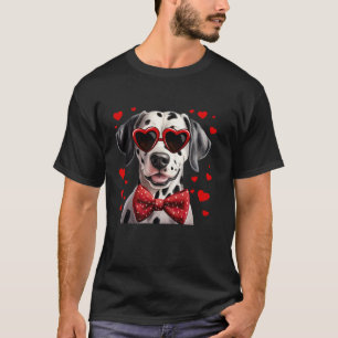 T-shirt Dalmatien Coeurs de Chien Lunettes de soleil Bow r
