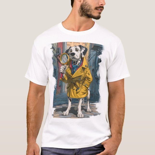 T-shirt Dalmatien détective - Chien résolveur de crimes (Devant)
