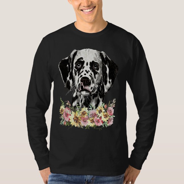 T-shirt Dalmatien Fleur Chien (Devant)