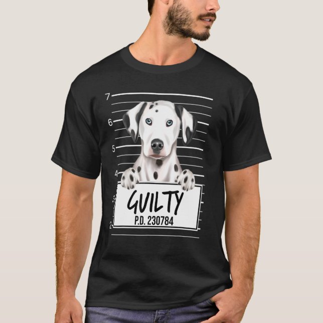 T-shirt Dalmatien Photo D'identité Chien Coupable (Devant)