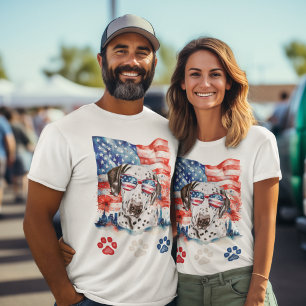 T-shirt Dalmatien Rouge Blanc Bleu Américain 4 Juillet