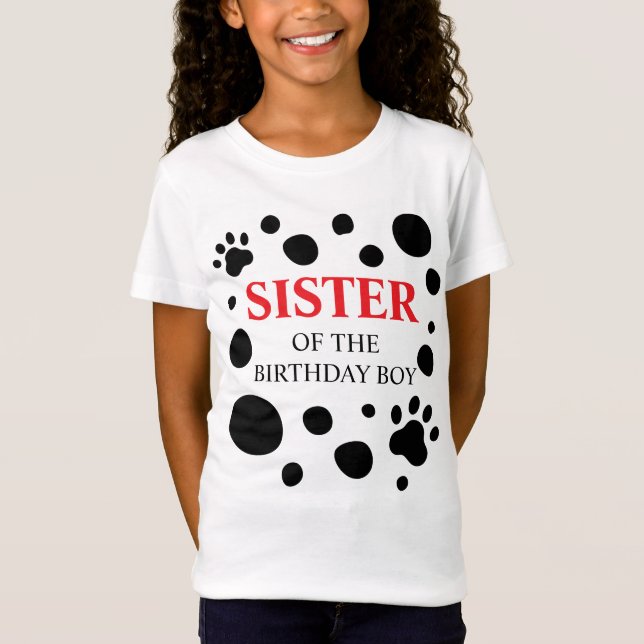 T-Shirt Dalmatien Spots Soeur de l'anniversaire garçon/fil (Devant)