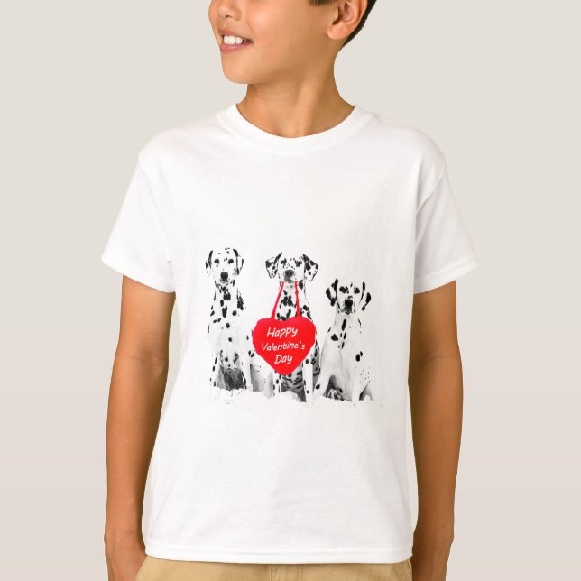 T-shirt Dalmatiens Heureuse Sainte-Valentin de coeur de ch (Devant)
