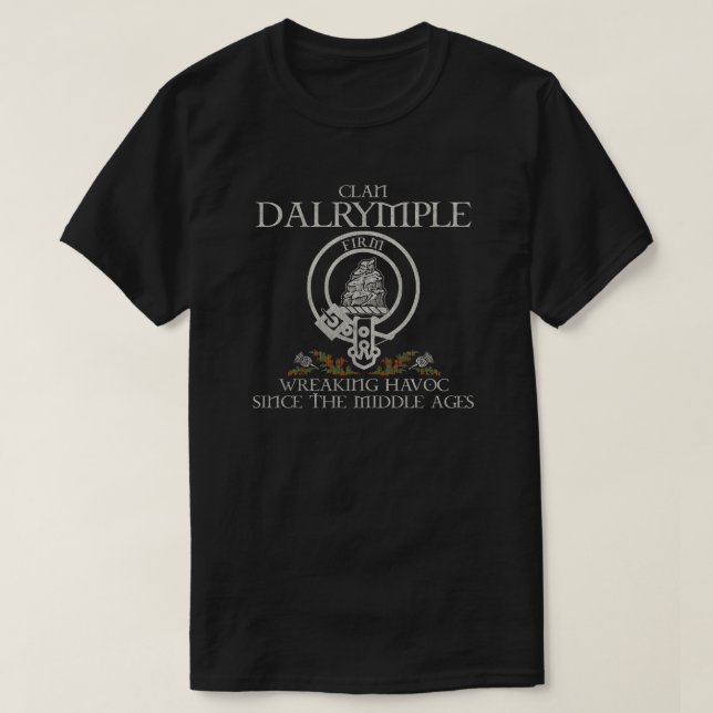 T-shirt Dalrymple de Castleton Clan Crest Nom de famille é (Design devant)