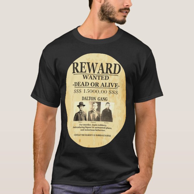 T-shirt Dalton Gang Sepia 💰 Récompense Offert RECHERCHÉ (Devant)