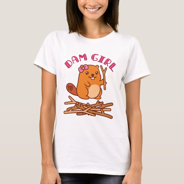 T-shirt Dam Girl Cute Beaver (Devant)