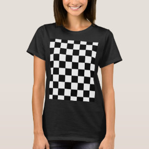 T-shirt Damas en noir et blanc géométrique rétro 