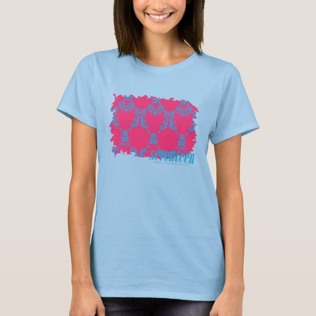 T-shirt Damask Aqua-Magenta 3 (Devant)