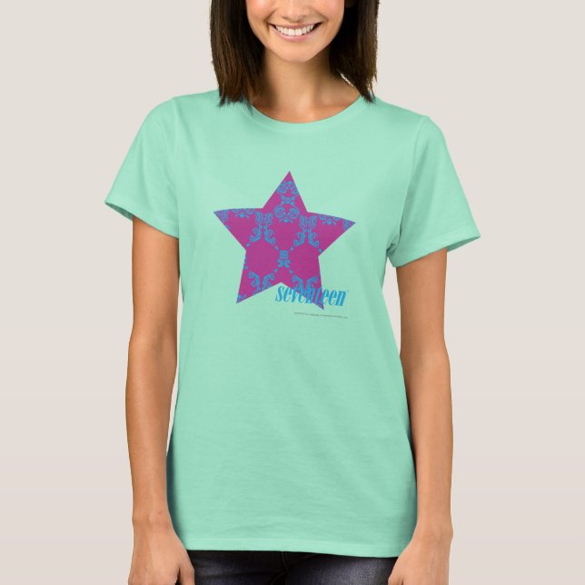 T-shirt Damask Aqua-Purple 3 (Devant)