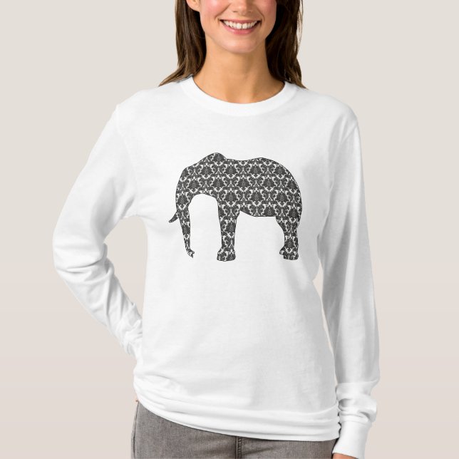 T-shirt Damask Elephant Pattern Top de Madame (Devant)