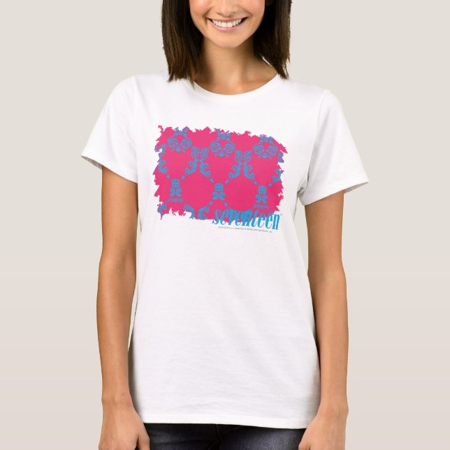 T-shirt Damassé 3 Aqua-Magenta (Devant)