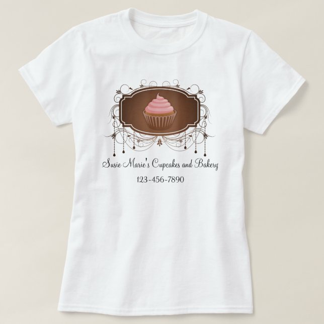 T-shirt Damassé de rose et de brun de petit gâteau de (Design devant)