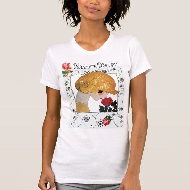 T-SHIRT DAME À ROSE ROUGE, LES CHEMISES GÉOMÉTRIQUES AMOUR (Devant)