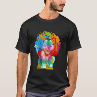 T-shirt Dame Afro-Américaine Peinture Afro