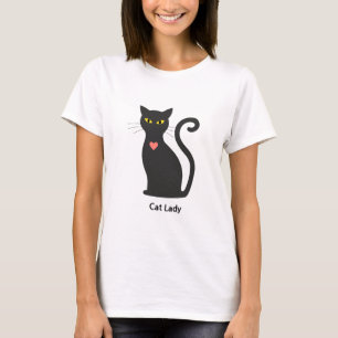 T-shirt Dame au chat gris foncé