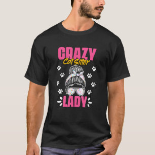T-shirt Dame aux chats folle garde d'animaux humour pour u