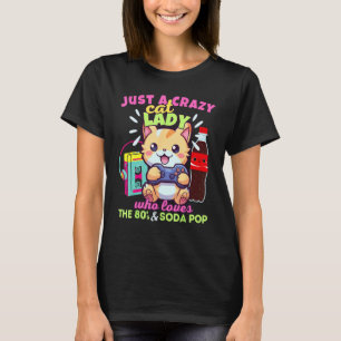 T-shirt Dame aux chats folle qui aime jouer Soda Pop & les